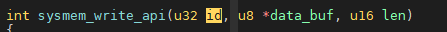 "sysmem_write_api 参数 id“